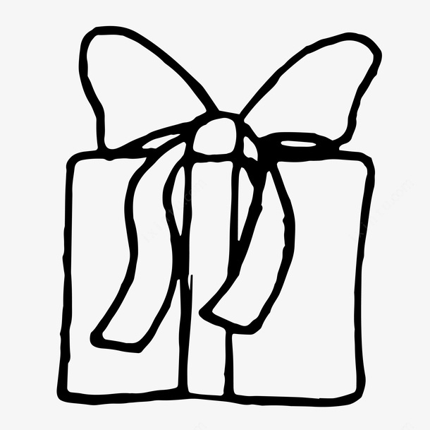 蝴蝶結禮盒水墨簡筆畫圖標 頁面網頁 平面電商 創意素材
